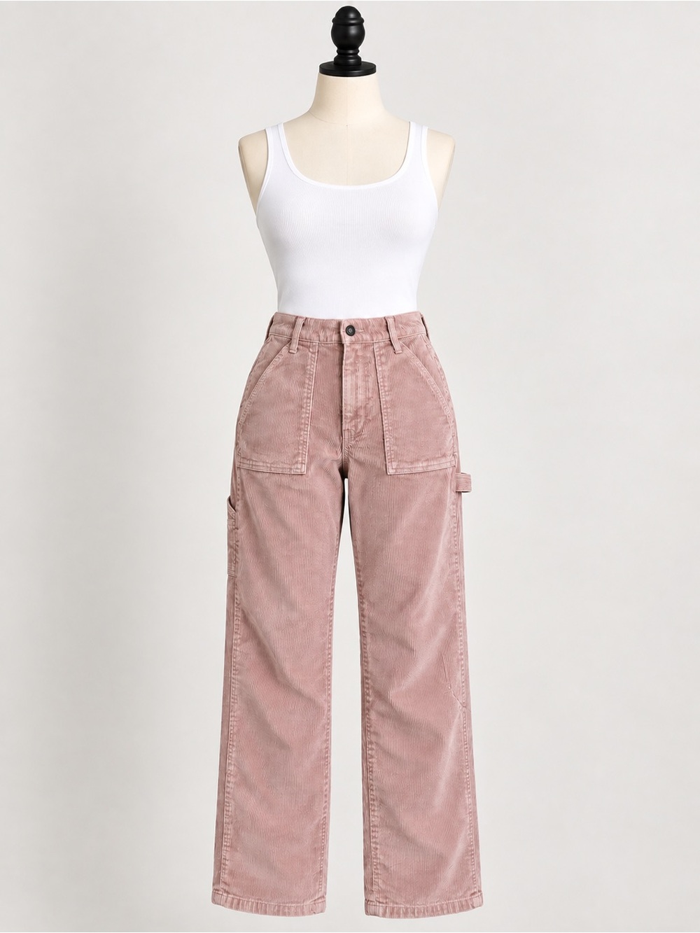 Hollister Ultra High Rise Pink Corduroy Carpenter Pants W27 5R Utility